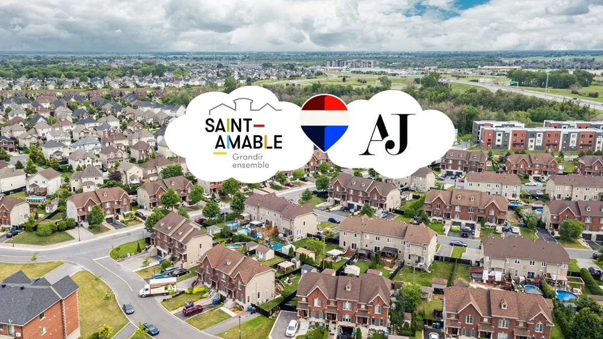 Vue aérienne des quartiers résidentiels de Saint-Amable – vendre sa propriété avec l'Équipe A&J, courtiers immobiliers